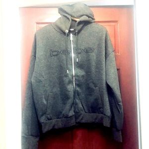 NWT Bebe full zip hoodie logo sweatshirt with thumb holes